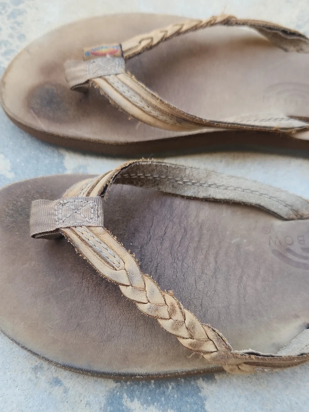 Rainbow Flip Flops Brown Braided Strap 2 3